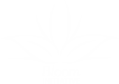 Bloom white color logo at the footer of the website